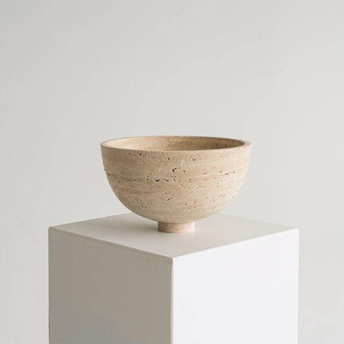 Centro de mesa con cuenco para frutas de travertino