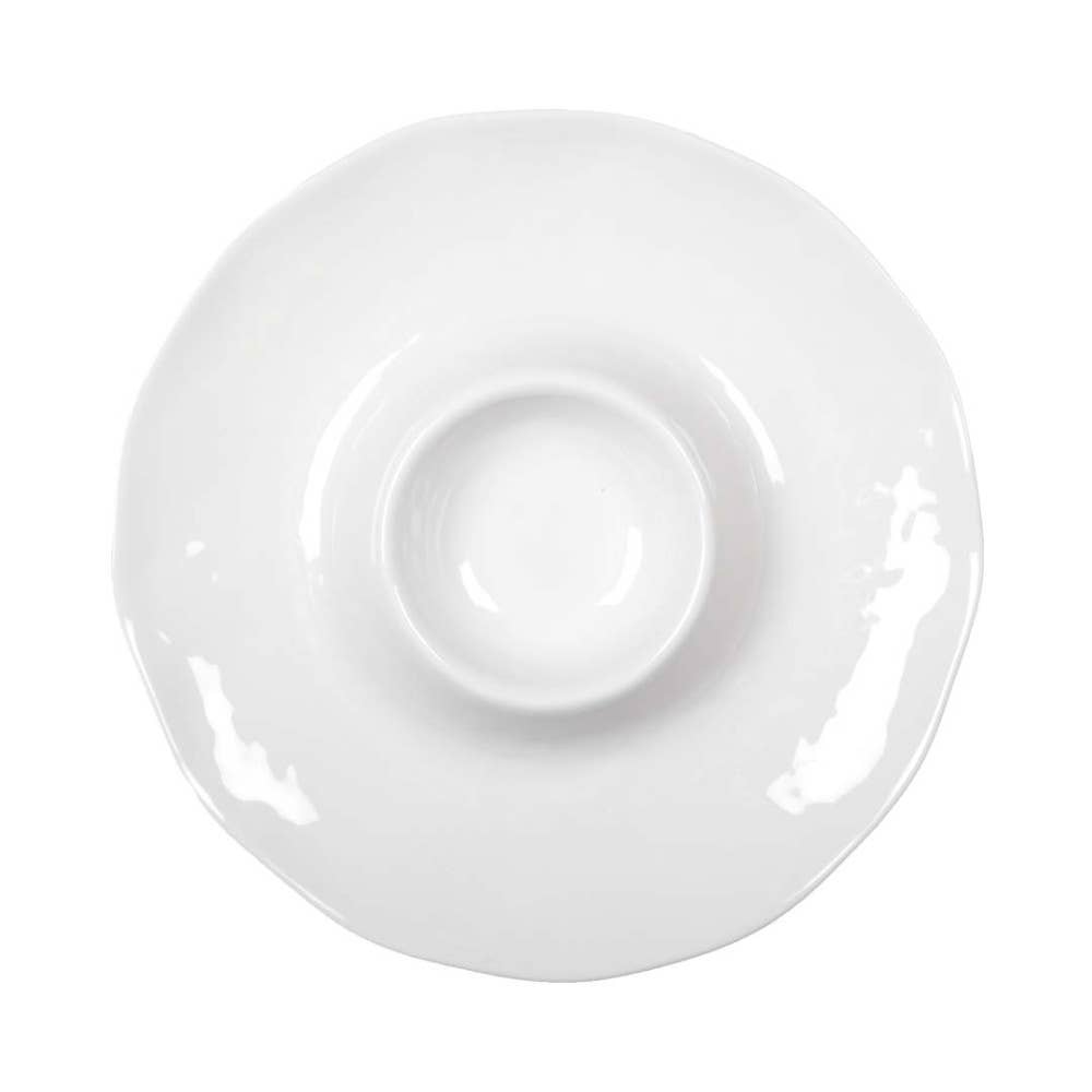 Plato aperitivo chip and dip blanco en melamina 35x35x3cm